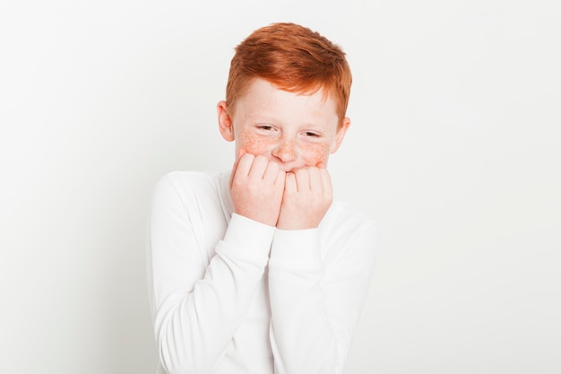 Ginger boy with laughing expression