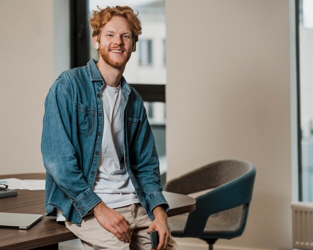 Ginger business man at the office