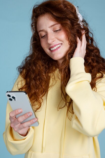 Ginger head woman with colorful outfit