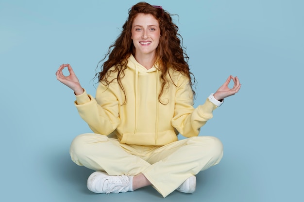 Ginger head woman with colorful outfit