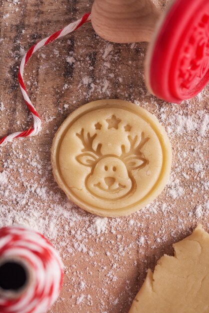 Gingerbread cookie is reindeer in shape