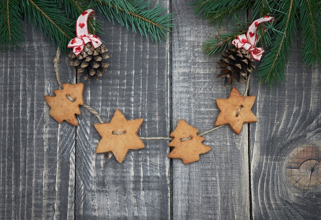 Gingerbread decoration on the wood