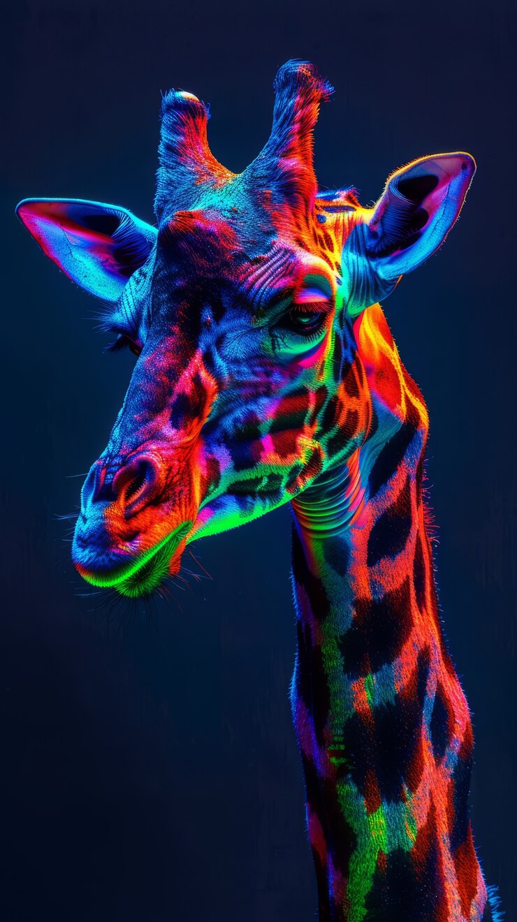 Free Photo giraffes in neon lights