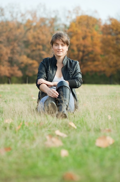 Girl in   autumn park