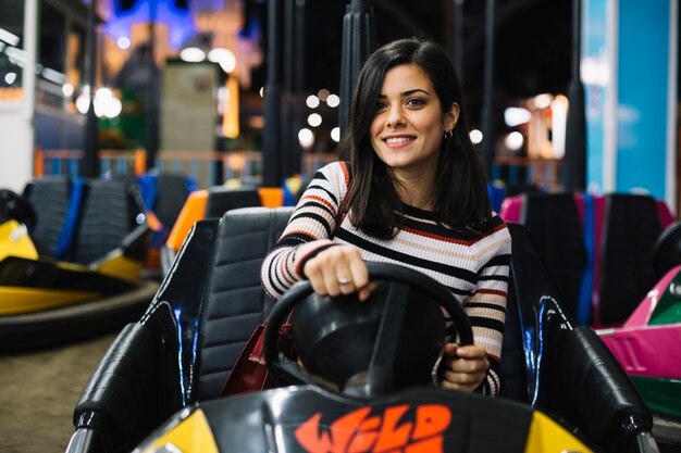 Girl on bumper car