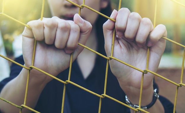 Girl and cage