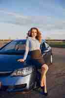 Free photo girl in a car