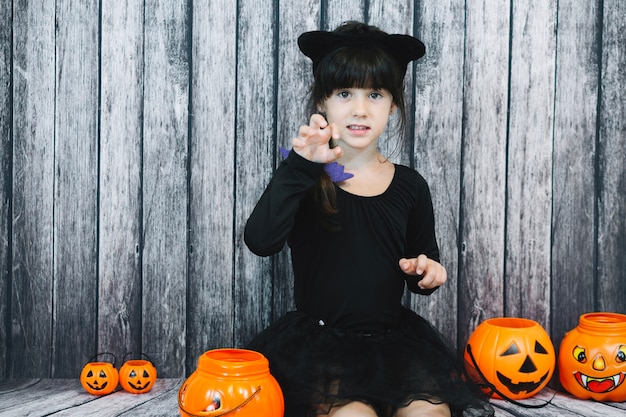 Girl in cat costume