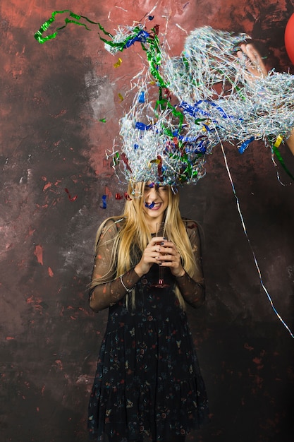 Girl celebrating new year