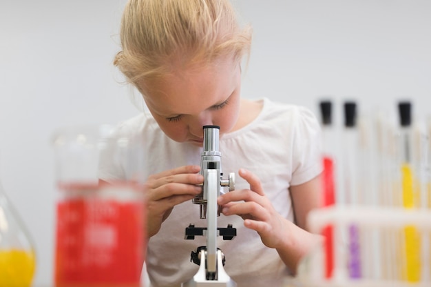 Girl checking experiment