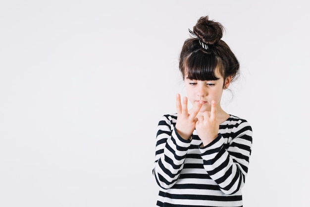 Girl counting with fingers