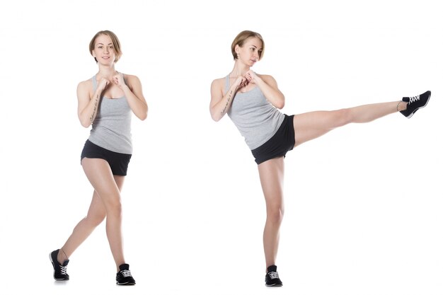 Girl doing aerobic movements