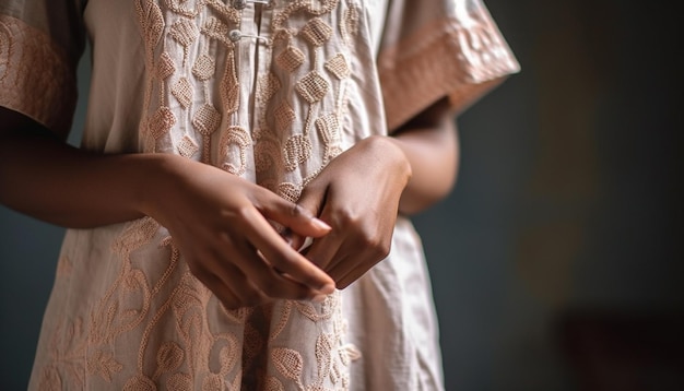 Una ragazza con un vestito a fiori