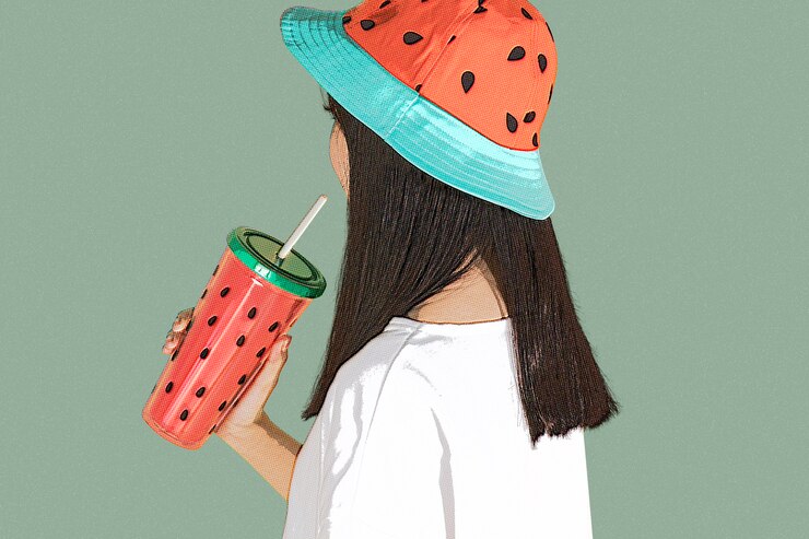 無料Photo ポップアートスタイルの女の子の飲料水