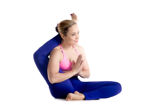 Girl enjoying the yoga class