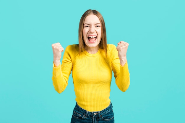 Girl expressing her happiness