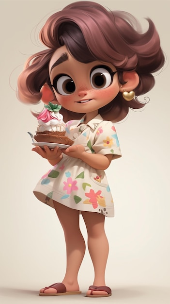 girl a holding cake