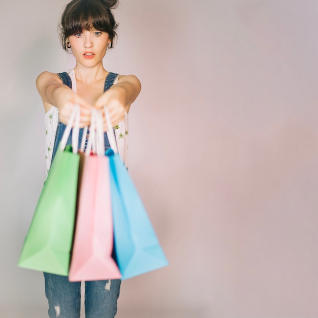 Free photo girl holding packages