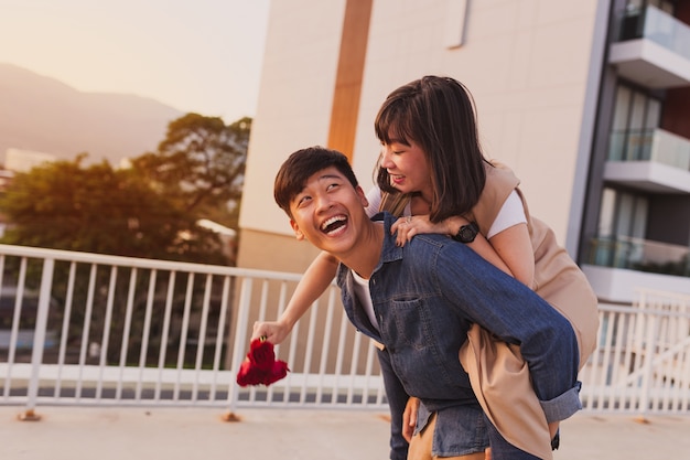 Free photo girl on horseback on top of her boyfriend