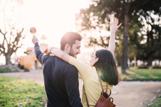 Girl hugging her boyfriend