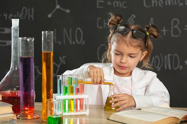 Girl in laboratory doing tests