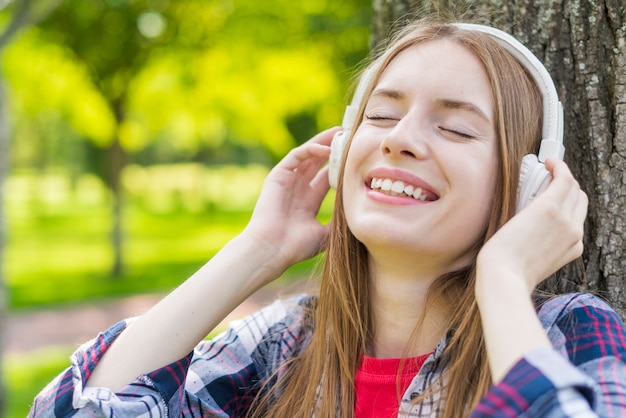 Girl listening to her favorite music