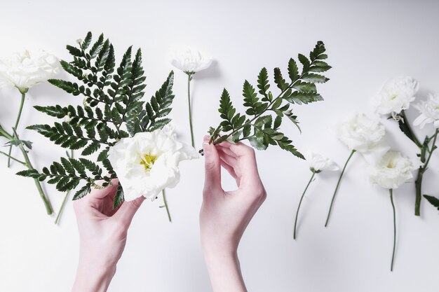 Girl making a bouquet