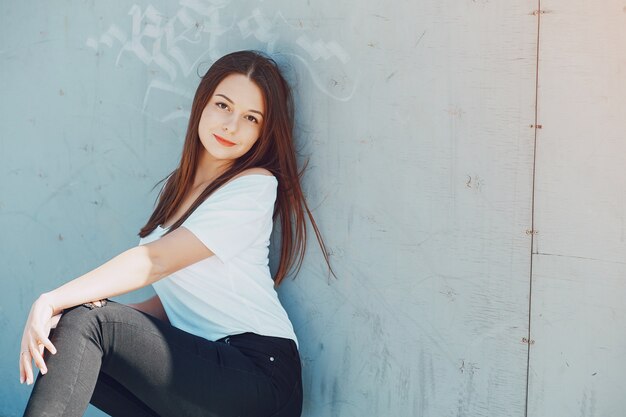 girl near wall