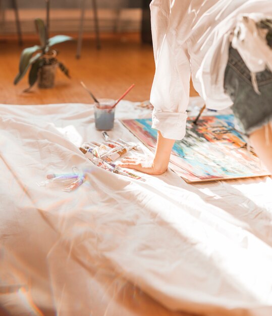 Girl painting at home