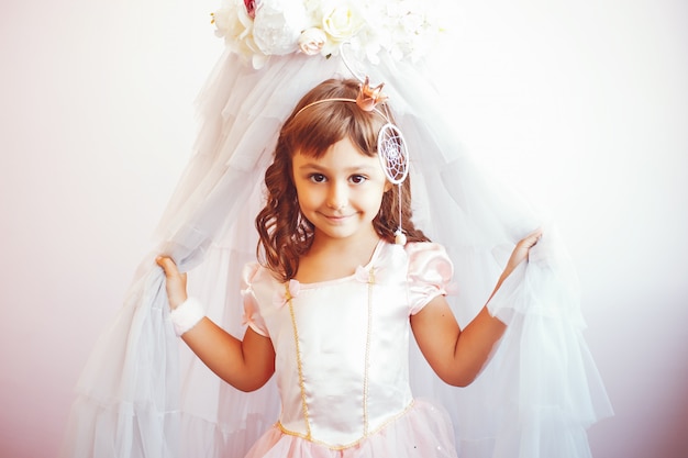 A girl in a photo studio