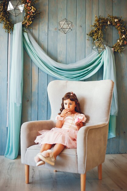 A girl in a photo studio