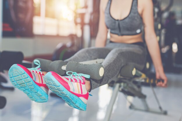 Girl playing fitness in the gym