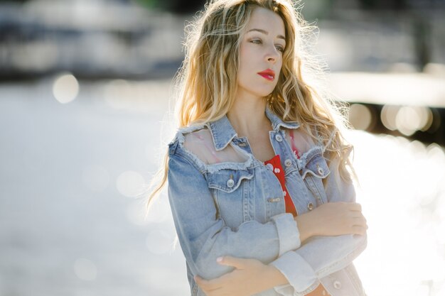 a girl portrait outdoor in sunny weather