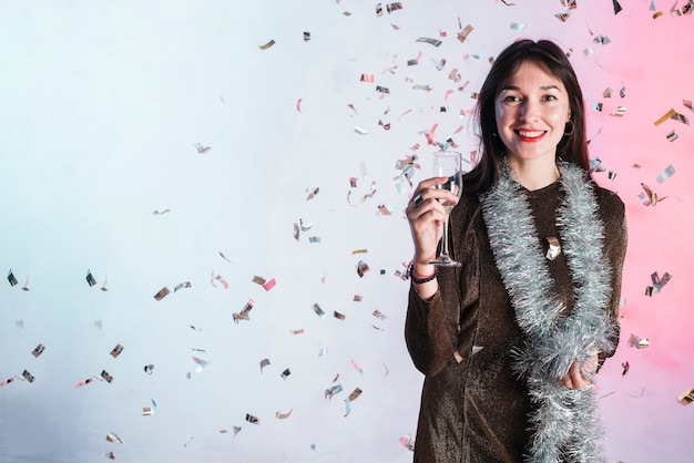 Free photo girl posing at a new year party