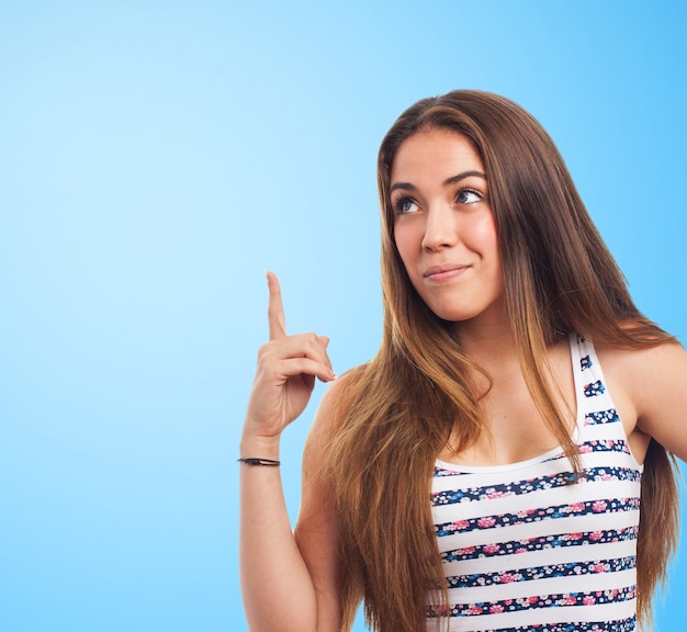 Girl putting pointer finger out
