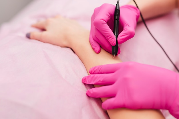 Girl receiving skincare treatment in a beauty salon