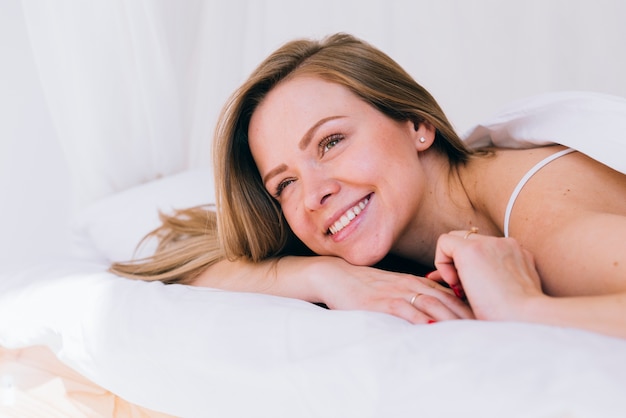 girl relaxed in the bed