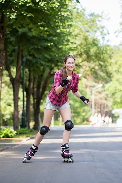 Girl riding rollerblades