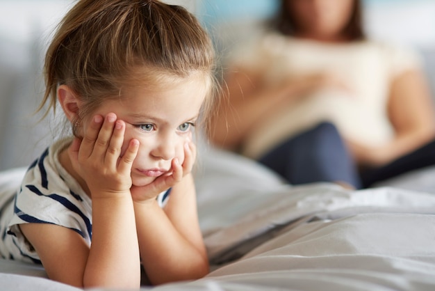 girl not satisfied with her new sibling