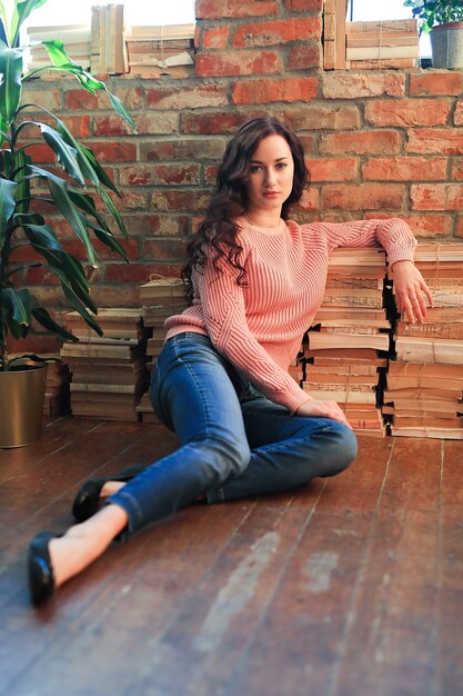 Girl sitting on the floor