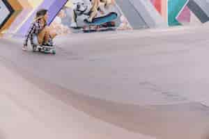 Free photo girl sitting on skateboard