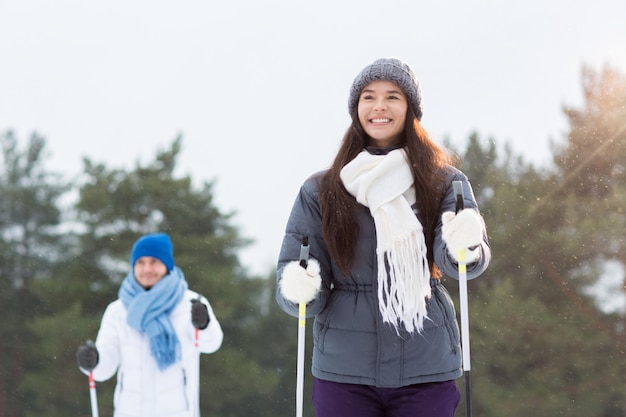 Free photo girl skiing