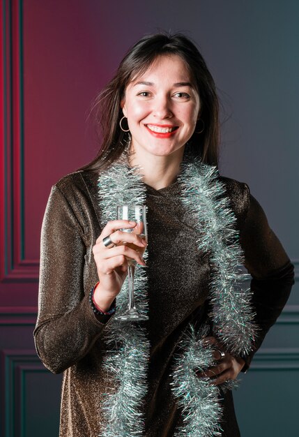 Girl smiling with champagne