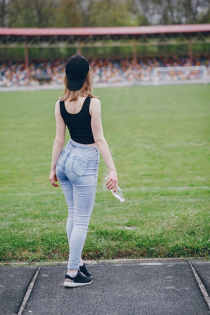 girl on a stadium