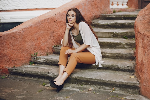 Free photo girl in a stairs