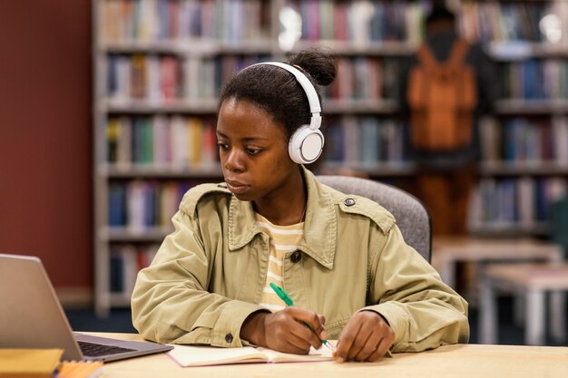 Girl studying in the university library