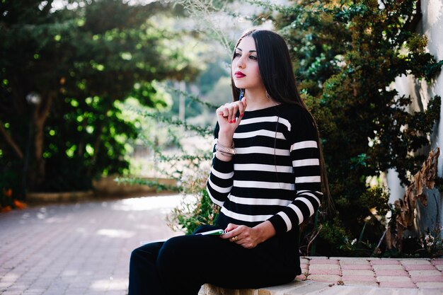 Girl thinking in nature