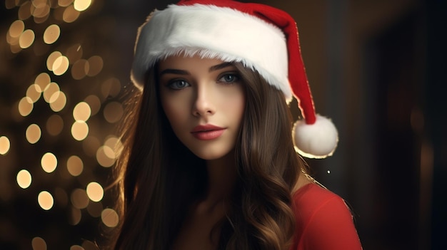 A girl wearing Santa's hat