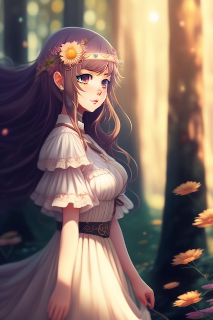 Princess of Star pretty dress cg bonito floral sweet blossom nice  anime HD wallpaper  Peakpx