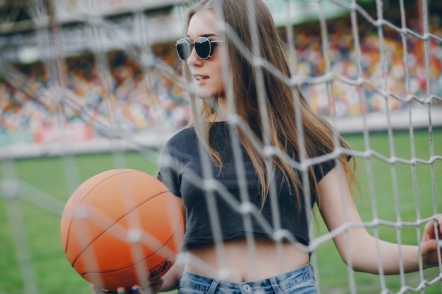 Free photo girl with a ball